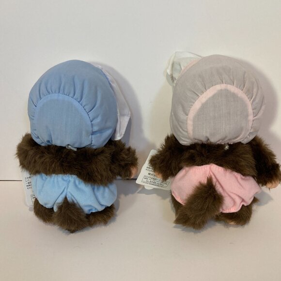 Monchhichi Bebichhichi 25cm Pair Doll Plush Toy Boy Girl Sekiguchi Japan Tag - Picture 12 of 15